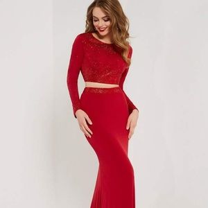 Studio 17 12665 Red Sz 8 Jersey Two Pc Prom Dress